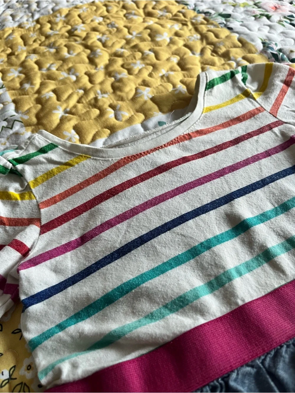 LIKE NEW 🌈 The Children's Place Rainbow Stripe Long Sleeve Dress 18-24 mo - Picture 3 of 5